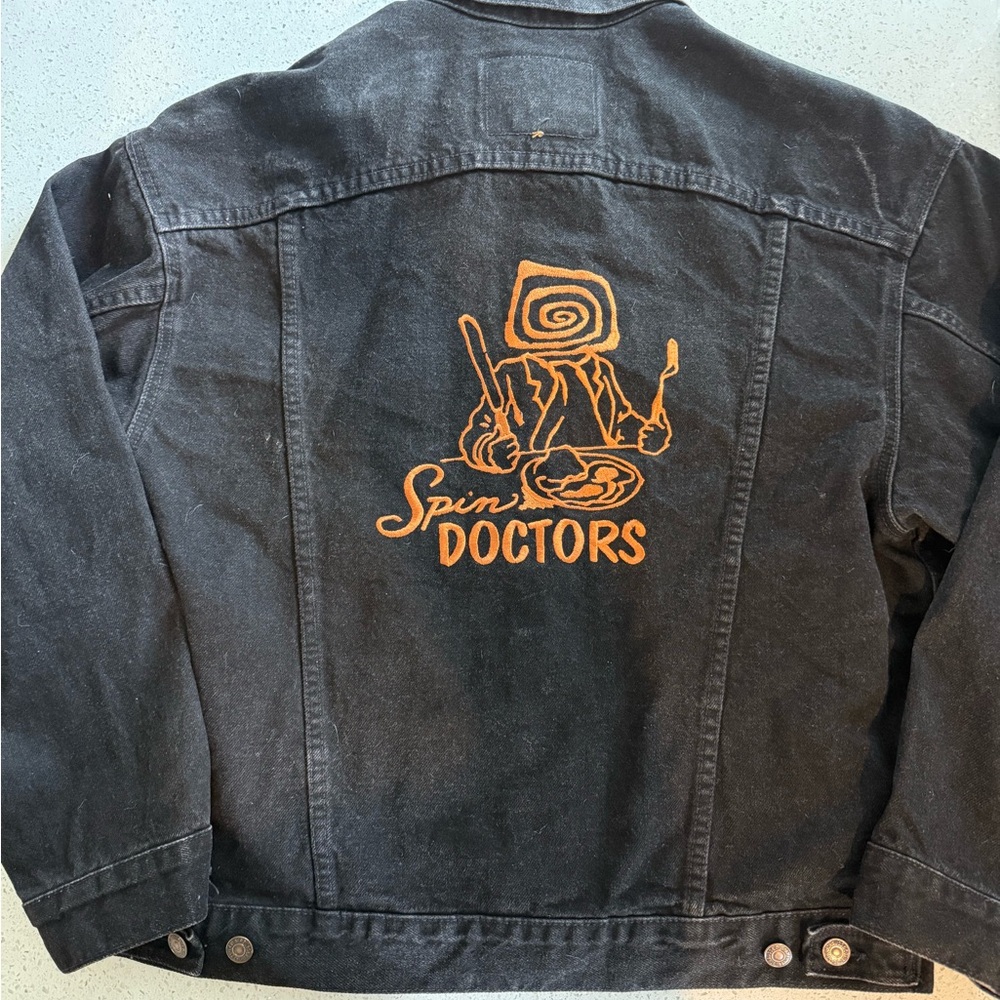 Vintage Authentic Spin Doctors Levi's Black Denim World Tour 1994 Jacket Size M - Picture 2 of 4